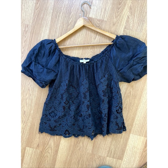Moulinette Soeurs Tops - Anthropologie Moulinette Soeurs Womens Top Sz L Messina Lace Puff Sleeved Blouse